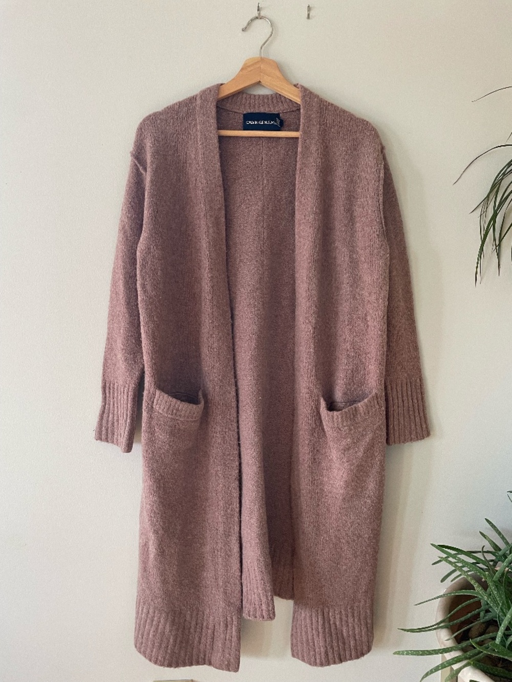 Calvin Klein Pink Duster Cardigan Long Open Front Lightweight Sweater Size S